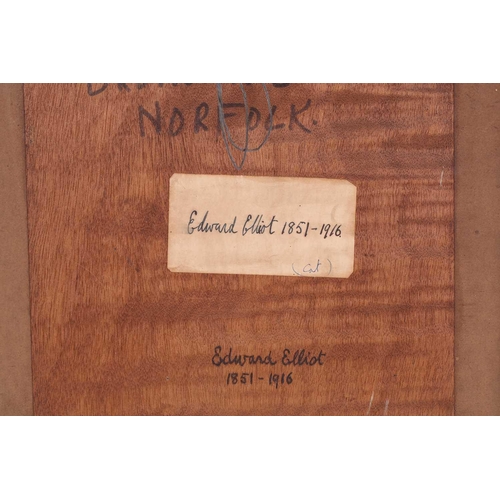 177 - Edward Elliot (1851 - 1916)' Broadland Scene, Norfolk', oil on board, 36cm x 26cm The Cotman family ... 