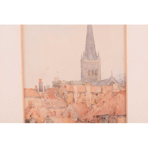 180 - A Kingston Rudd (British, 19th/20th century), 'Norwich Cathedral from Blackfriars Bridge', monogramm... 