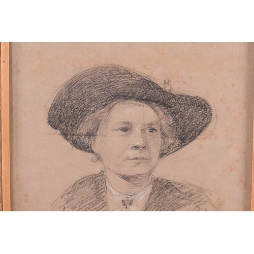 181 - Kathleen Emily Temple Bird (1879 - 1962), portrait of Miss Bidwell as a Suffragette, signed, charcoa... 