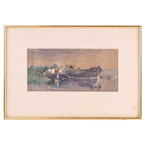 184 - Charles J Watson (1846-1927), 'Ludham', signed and dated August 8th 1886, watercolour, ink applied l... 