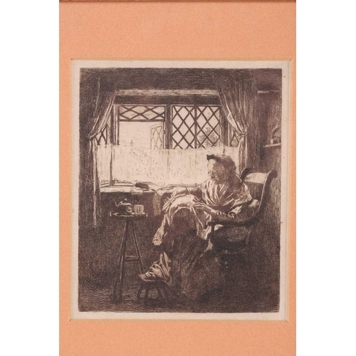 186 - Frederick George Cotman (1850 - 1920), 'The Lacemaker', etching, believed to be the only etching by ... 