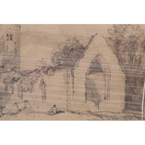 188 - John Sell Cotman (1782 - 1842), 'Whitlingham Church', signed, titled and numbered 103, pencil sketch... 