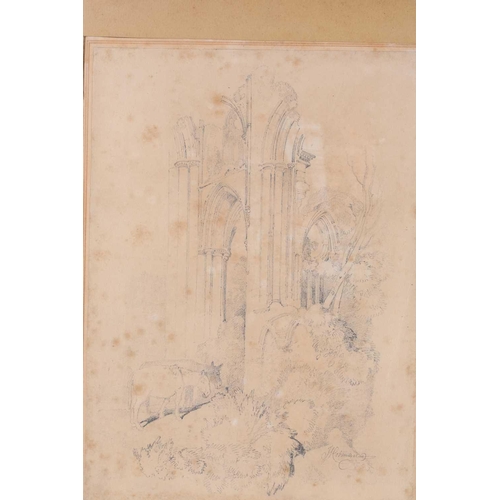 199 - John Sell Cotman (1782 - 1842), ' St Mary's Abbey, York', signed and titled, pencil sketch, a typed ... 