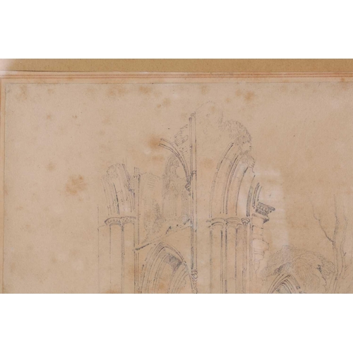 199 - John Sell Cotman (1782 - 1842), ' St Mary's Abbey, York', signed and titled, pencil sketch, a typed ... 