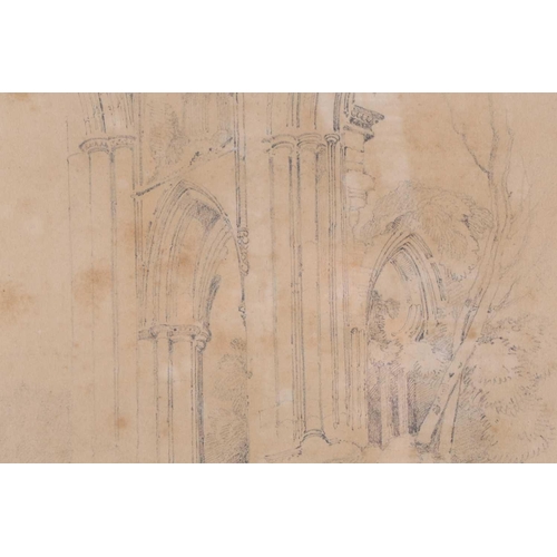 199 - John Sell Cotman (1782 - 1842), ' St Mary's Abbey, York', signed and titled, pencil sketch, a typed ... 