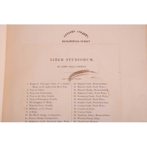 202 - John Sell Cotman Etchings, 1811 edition with descriptive index, later half calf bound & 'Cotman's Li... 