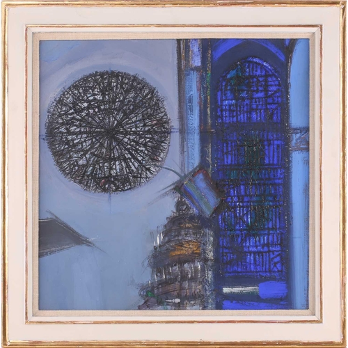 206 - † Robin Phillipson (1916-1992), 'The Interior IV', signed verso, oil on canvas, 50.5 x 50.5 cm, fram... 