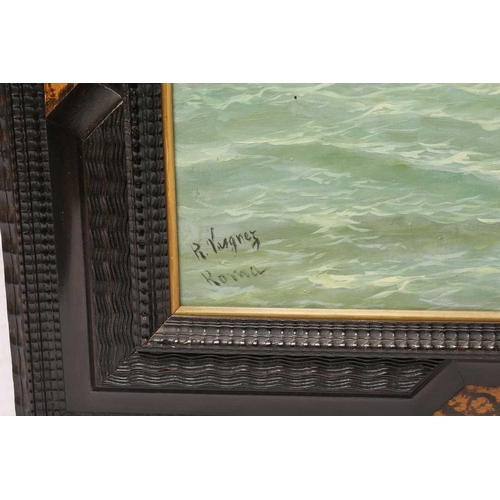 207 - R. Vasgnez (20th century Italian), Vessel in full sail on choppy seas, signed and inscribed Roma, oi... 