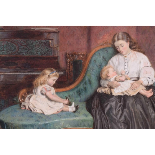 217 - George Goodwin Kilburne, R.I., R.O.I., R.M.S. (1839-1924), Mother and Children on a chaise longue, s... 