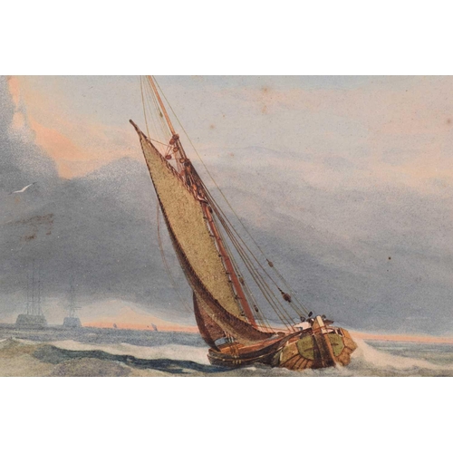 22 - Miles Edmund Cotman (British, 1810-1858), 'Seascape', signed and dated 1831, watercolour, typed labe... 