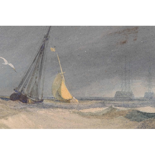 22 - Miles Edmund Cotman (British, 1810-1858), 'Seascape', signed and dated 1831, watercolour, typed labe... 