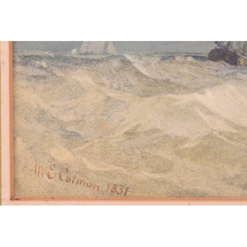 22 - Miles Edmund Cotman (British, 1810-1858), 'Seascape', signed and dated 1831, watercolour, typed labe... 