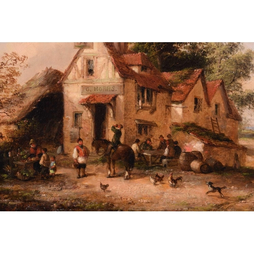 220 - Georgina Lara (fl.1840-1880), 'The Wayside Inn', signed, inscribed and dated 1862 verso, oil on canv... 