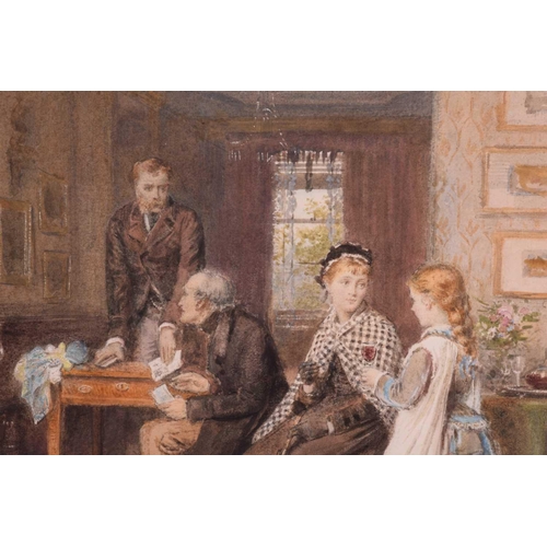 224 - George Goodwin Kilburne, R.I., R.O.I., R.M.S. (1839-1924), 'Family Business', signed and dated '77, ... 