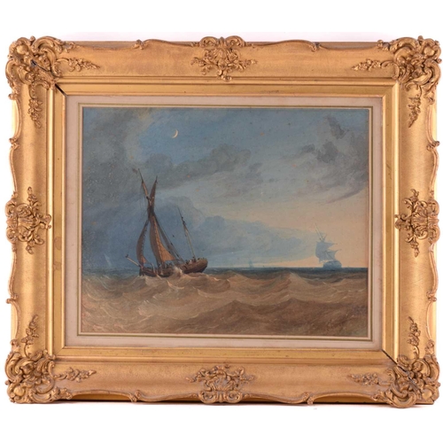 24 - Miles Edmund Cotman (British, 1810-1858), 'Sea Piece - Moonlight', signed and dated 1850, watercolou... 