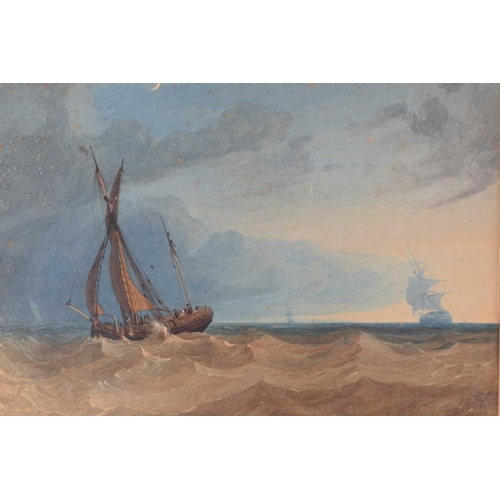 24 - Miles Edmund Cotman (British, 1810-1858), 'Sea Piece - Moonlight', signed and dated 1850, watercolou... 