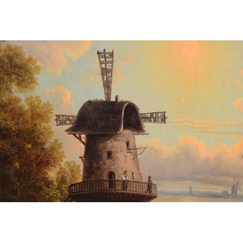 242 - C. M. Servais (Late 19th century), Windmill on an Italian lake, signed, oil on canvas, 56.5 x 88 cm,... 