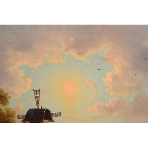 242 - C. M. Servais (Late 19th century), Windmill on an Italian lake, signed, oil on canvas, 56.5 x 88 cm,... 