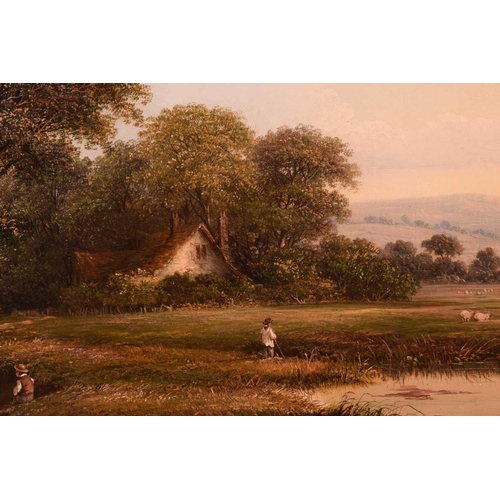 246 - Attributed to Walter Heath Williams (1835-1906), Figures in a landscape with cottage and cattle, uns... 