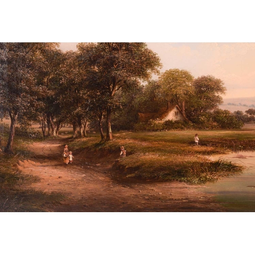 246 - Attributed to Walter Heath Williams (1835-1906), Figures in a landscape with cottage and cattle, uns... 