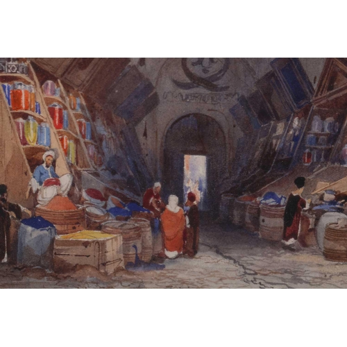 249 - Attributed to Charles Pierron (19th Century), In the Bazaar, unsigned, watercolour, labelled verso, ... 