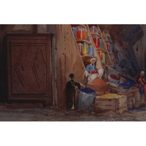 249 - Attributed to Charles Pierron (19th Century), In the Bazaar, unsigned, watercolour, labelled verso, ... 