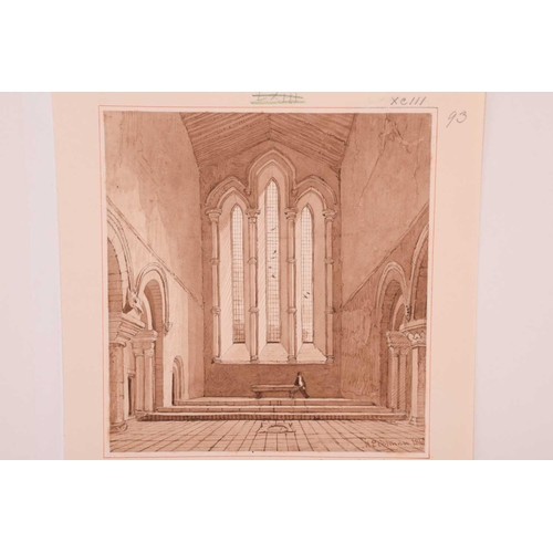 25 - Miles Edmund Cotman (1810 - 1858), 'Emneth Church interior', signed & dated 1840, monochrome waterco... 