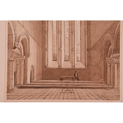 25 - Miles Edmund Cotman (1810 - 1858), 'Emneth Church interior', signed & dated 1840, monochrome waterco... 