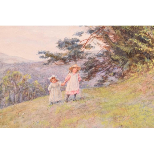 259 - Caroline Sharpe, née Paterson (1856-1911), 'A Stroll with Big Sister', signed, watercolour, framed a... 