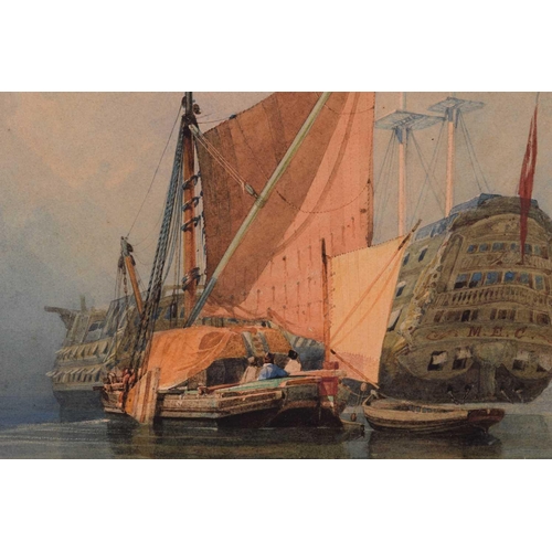 26 - Miles Edmund Cotman (British, 1810-1858) 'The Dreadnought & Grampus', signed and dated 1830, waterco... 