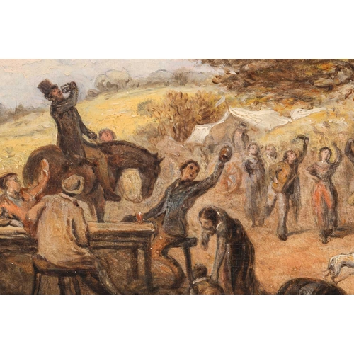 262 - Attributed to George John Pinwell (1842 - 1875), A Village Fair, unsigned, attribution verso, oil on... 