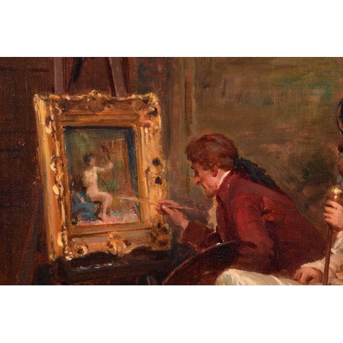 264 - John Sanderson Wells RI, (1872-1955), Gentleman watching an artist at work, signed, oil on canvas, 4... 