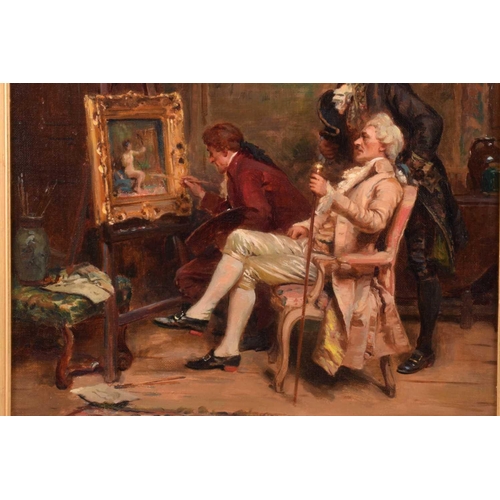 264 - John Sanderson Wells RI, (1872-1955), Gentleman watching an artist at work, signed, oil on canvas, 4... 