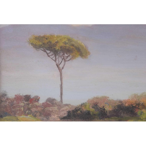 278 - Antonio Milone (1834-1919) Italian, Landscape with trees (possibly the Bay of Naples), signed, oil o... 