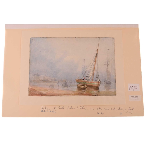 29 - Miles Edmund Cotman (1810 - 1858), coastal scene with ships, indistinctly signed lower left, waterco... 