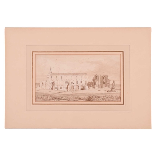 31 - Miles Edmund Cotman (1810 - 1858), 'Binham Priory' signed and dated 1840, monochrome watercolour, pe... 