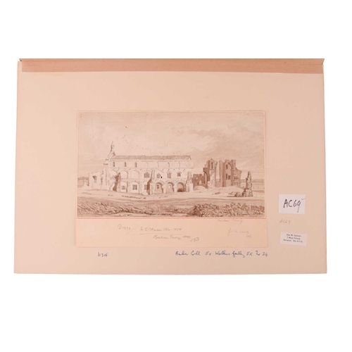 31 - Miles Edmund Cotman (1810 - 1858), 'Binham Priory' signed and dated 1840, monochrome watercolour, pe... 