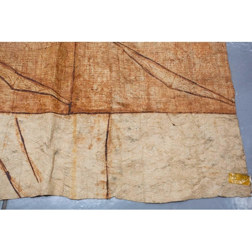 311 - Of historical Fijian interest; a Fijian bark cloth blanket (?), late 19th century painted with earth... 