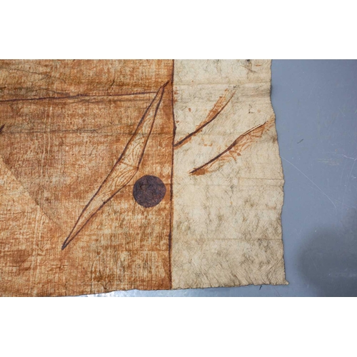 311 - Of historical Fijian interest; a Fijian bark cloth blanket (?), late 19th century painted with earth... 