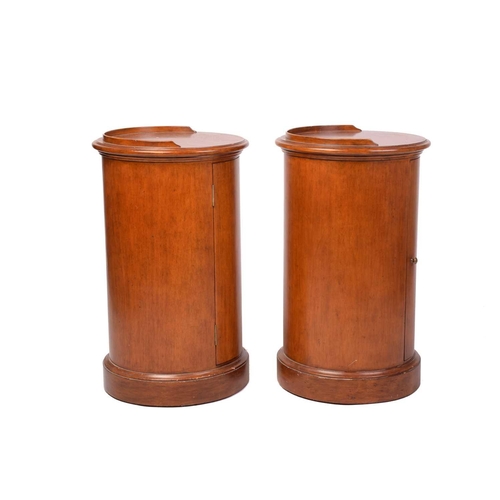 315 - A pair of Victorian style mahogany cylinder pot cupboards, 20th century, with part blind gallery top... 