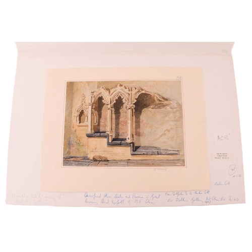 32 - Miles Edmund Cotman (1810 - 1858) 'Sedilia & Piscina in Great Snoring Church, Norfolk', signed, wate... 