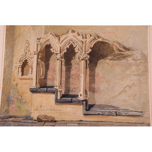 32 - Miles Edmund Cotman (1810 - 1858) 'Sedilia & Piscina in Great Snoring Church, Norfolk', signed, wate... 