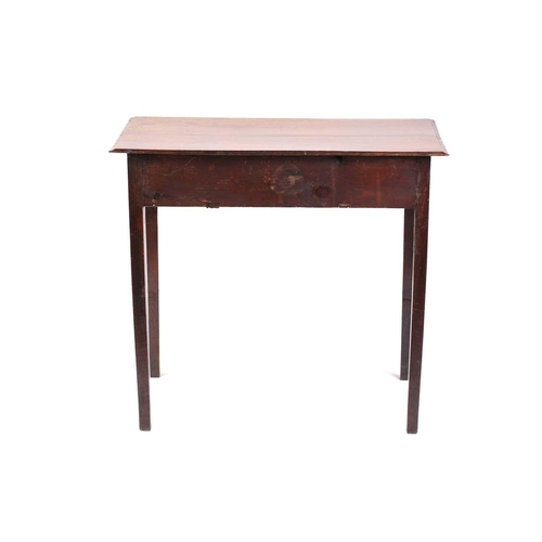 335 - A George III oak three-drawer, kneehole side table with square legs, 79 cm wide x 47 cm deep x 72 cm... 