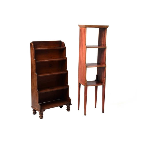 338 - A 19th century and later mahogany waterfall bookcase, on short turned legs, 53.5cm wide, 94.5cm high... 