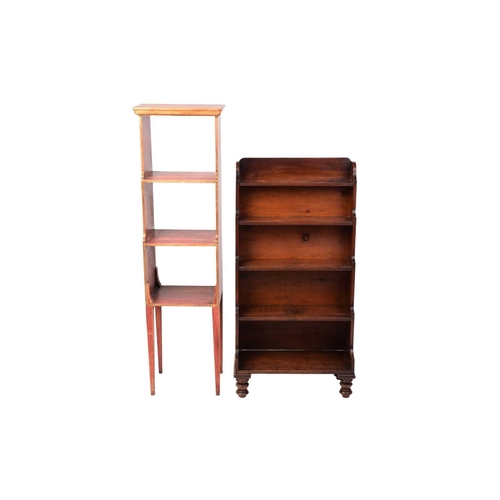 338 - A 19th century and later mahogany waterfall bookcase, on short turned legs, 53.5cm wide, 94.5cm high... 