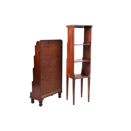 338 - A 19th century and later mahogany waterfall bookcase, on short turned legs, 53.5cm wide, 94.5cm high... 