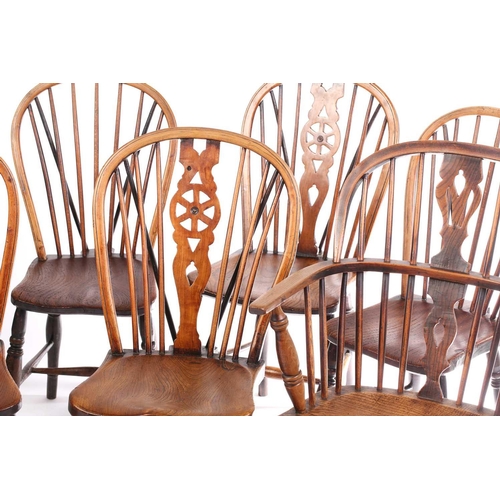 339 - A mixed set of 19th-century ash and elm Windsor chairs to include two similar 