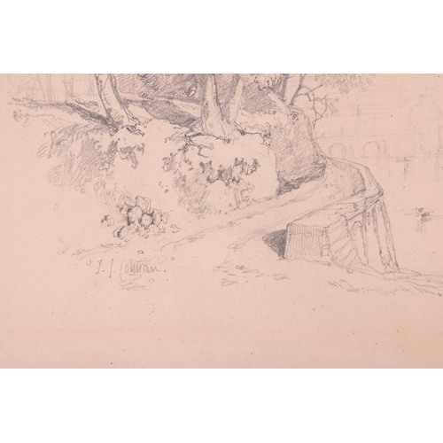 35 - John Joseph Cotman (British, 1814-1878), five pencil sketches, 'Study of a Tree beside the Thames', ... 