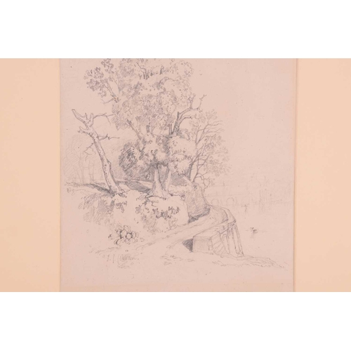 35 - John Joseph Cotman (British, 1814-1878), five pencil sketches, 'Study of a Tree beside the Thames', ... 