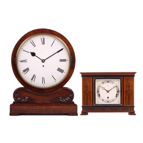 377 - A Victorian oak single fusee mantle timepiece with carved 